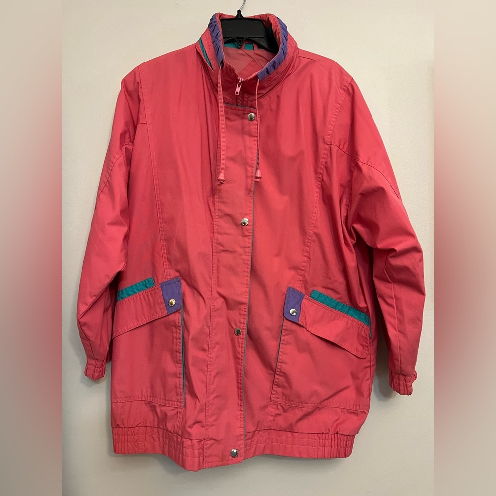 Vintage Mariel Colorblock Ski Jacket Snow 80s 90s Retro Pink Windbreaker Large